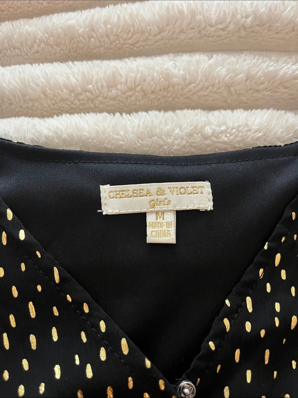Chelsea & Violet Black Dress with Gold Dot Accent - Picture 2 of 9